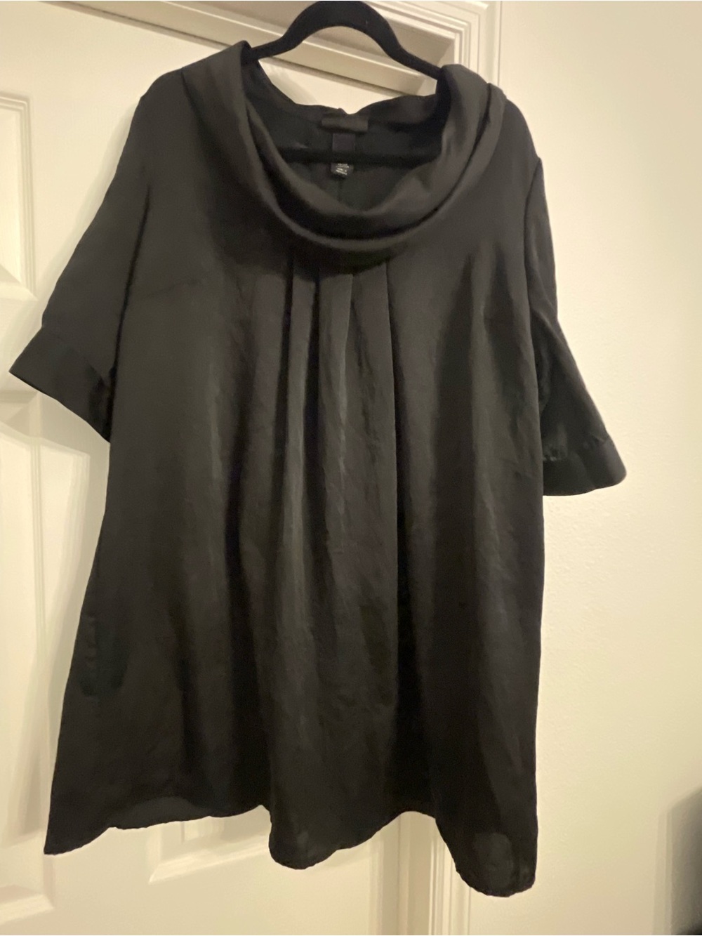 Lane Bryant Black Cowl Neck Satin Tunic Top